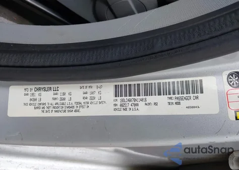 2008 Dodge Avenger Se из США, поврежденный, VIN 1B3LC46K78N114016